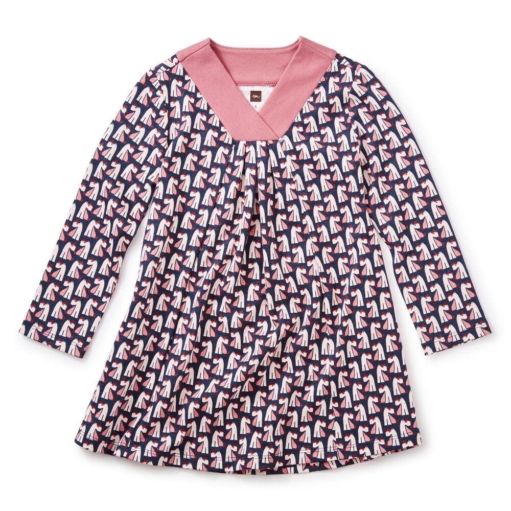 Tea Collection Girl's Scottie Dog Pleat Trapeze Dress Size 10